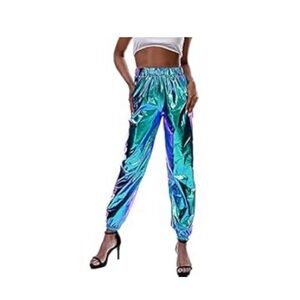 Casual Elastic High Waisted Pant Baggy Jogger Pants with Pockets